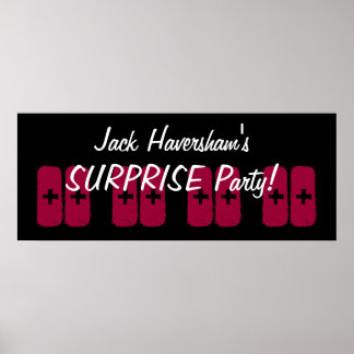 Custom Year Surprise Birthday Party Grunge Style Poster