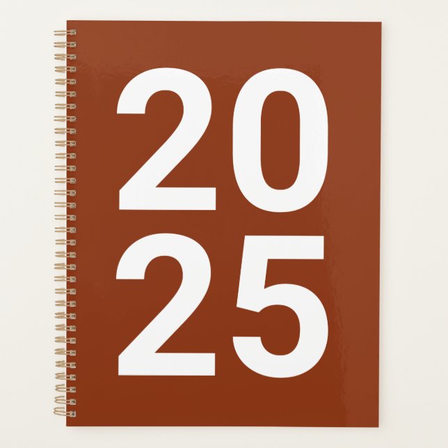Custom year terracotta modern typography numbers planner (Front)