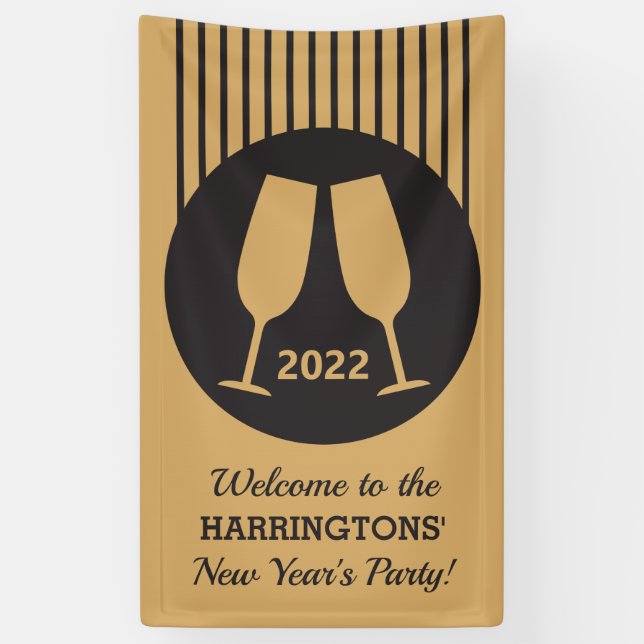 Custom year & text Champagne banner (Vertical)
