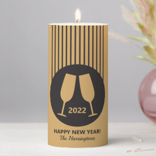 Custom year & text Champagne Pillar Candle
