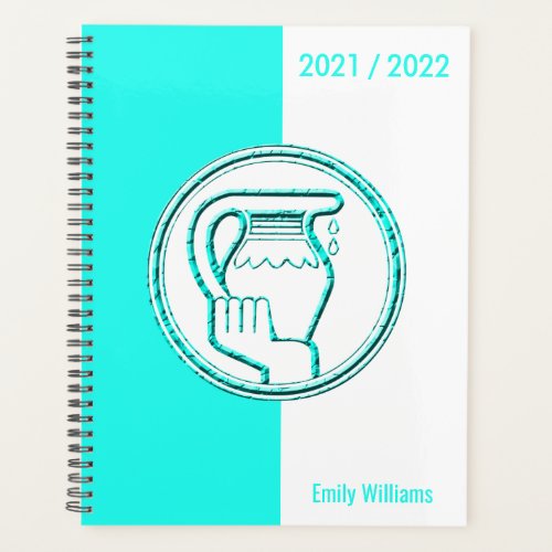 Custom Year Turquoise Zodiac Star Sign Aquarius Planner