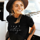 Custom Year Vintage 40th Birthday Anniversary Cool T-Shirt<br><div class="desc">The Vintage Custom Year 40th Birthday or Cool Anniversary T-Shirt with Elegant Boho Script Typography is the perfect way to celebrate a milestone event. This T-shirt features a classic and timeless vintage design with elegant boho script typography that adds a touch of sophistication to the overall look. The T-shirt is...</div>