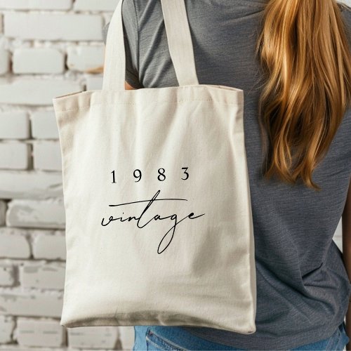 Custom Year Vintage 40th Birthday Anniversary Cool Tote Bag