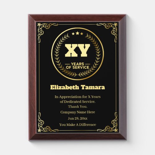 Custom Year Work Anniversary Employee Appreciation Award Plaque