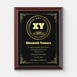 Custom Year Work Anniversary Employee Appreciation Award Plaque