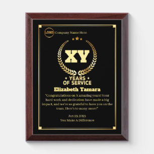 Custom Year Work Anniversary Employee Appreciation Award Plaque