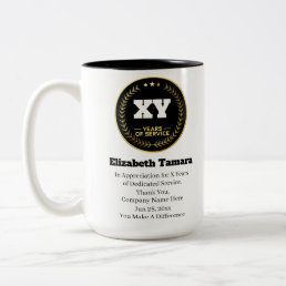 Custom Year Work Anniversary Employee Appreciation Two-Tone Coffee Mug
