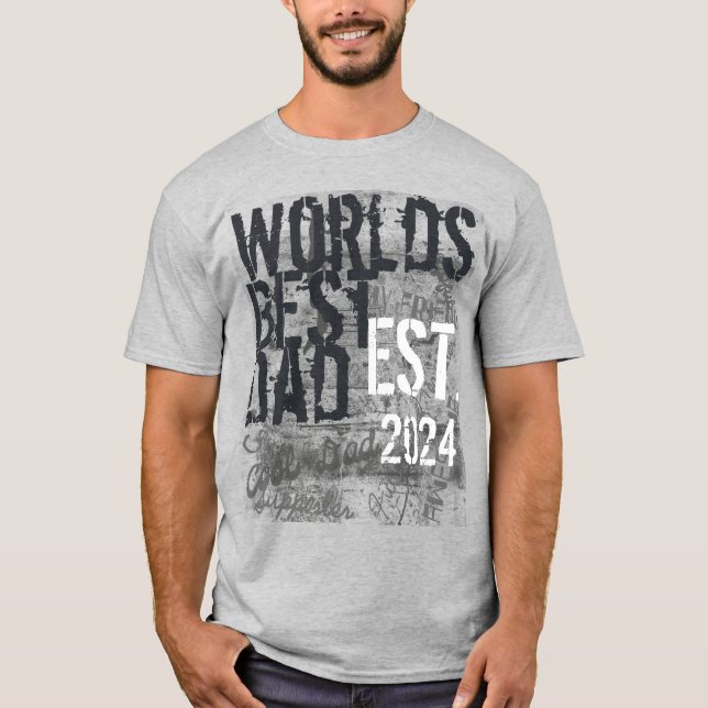 Custom Year World's Best Dad Grunge Father's Day T-Shirt (Front)