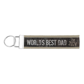 Custom Year World's Best Dad Grunge Father's Day Wrist Keychain