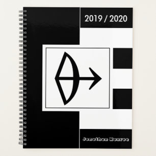Custom Year Zodiac Sign Sagittarius Black White Planner