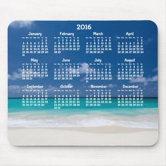 Custom Yearly Calendar 2016 Mouse Pad Beach Zazzle com