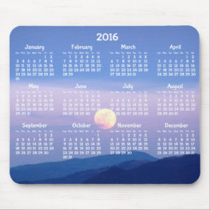 Custom Yearly Calendar 2016 Mouse Pads Full Moon