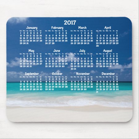 Custom Yearly Calendar 2017 Mouse Pad Beach