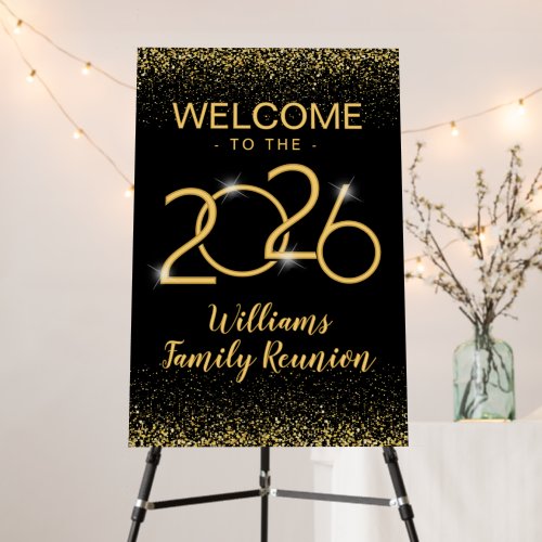 Custom Yearly Family Welcome Sign Black Gold Board