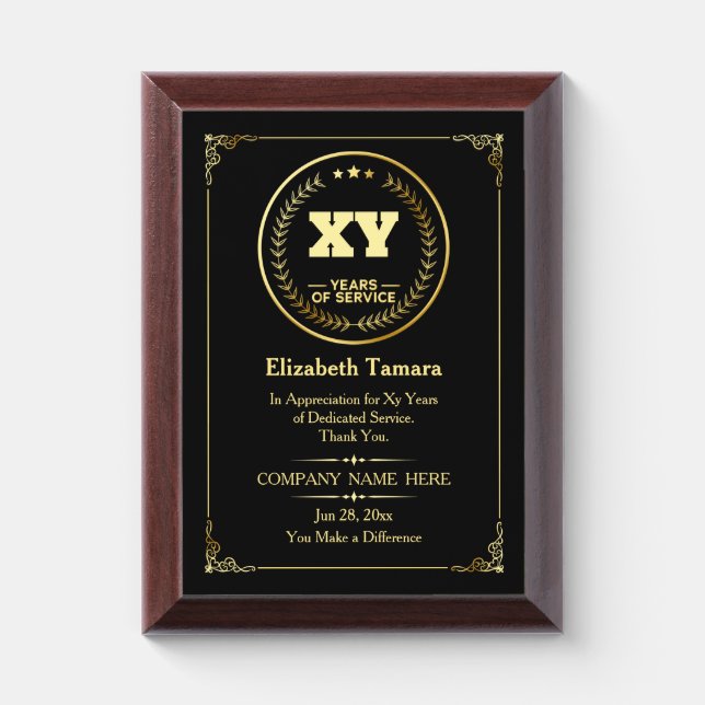 Custom Years of Service | Employee Appreciation Award Plaque (Vertical)