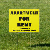 Custom Yellow Apartment for rent with address Sign | Zazzle