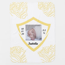 Custom Yellow Baby Birth Blanket