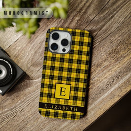Custom Yellow Black Checkered Pattern iPhone 15 Pro Max Case