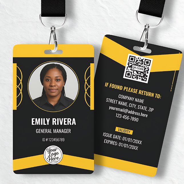 Custom Yellow Black Graphic Design Employee ID  Badge (Custom Yellow Black Graphic Design Employee ID Badge)