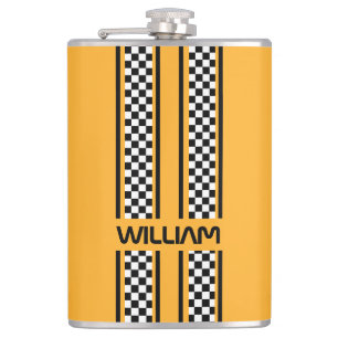Custom Yellow & Black Race Sport Stripe Flask