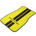 Custom Yellow &amp; Black Racing Stripes Gift Car Floor Mat at Zazzle