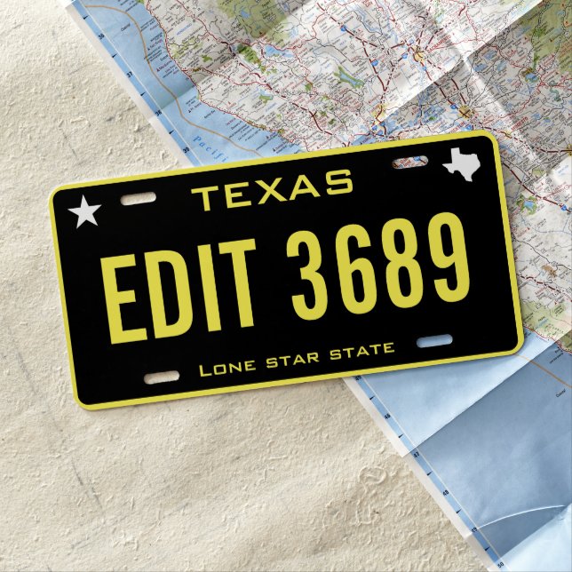Custom Yellow & Black Texas license plate  (In Situ)