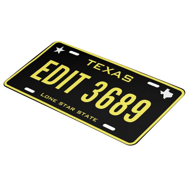 Custom Yellow & Black Texas license plate | Zazzle
