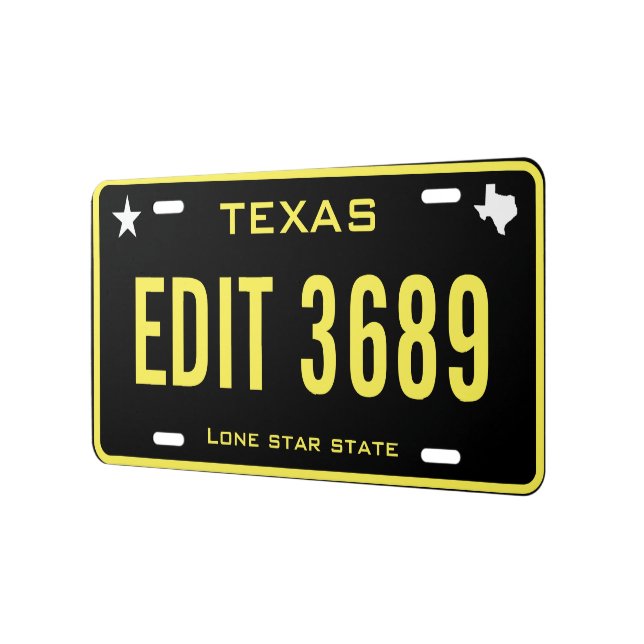 Custom Yellow & Black Texas license plate | Zazzle