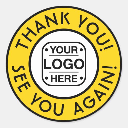 Custom Yellow  Black Thank You Sticker With Logo