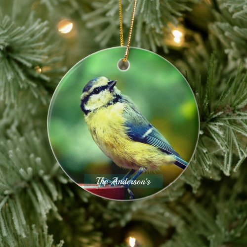 Custom Yellowbreasted Bird Photo Personalized Ceramic Ornament