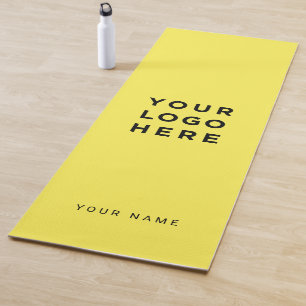 Custom Yellow Business Logo Name Instagram Yoga Mat