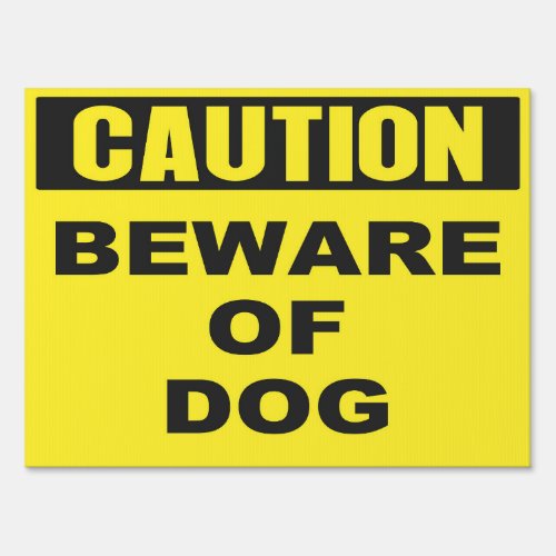 Custom Yellow Caution beware of dog Sign