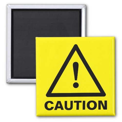 Custom yellow caution sign magnets