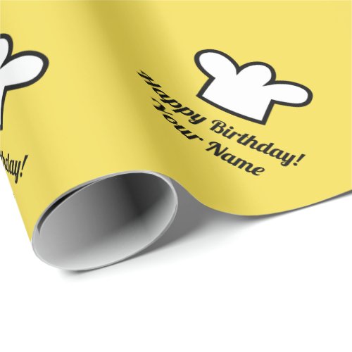 Custom yellow chef cook hat Birthday Wrapping Paper