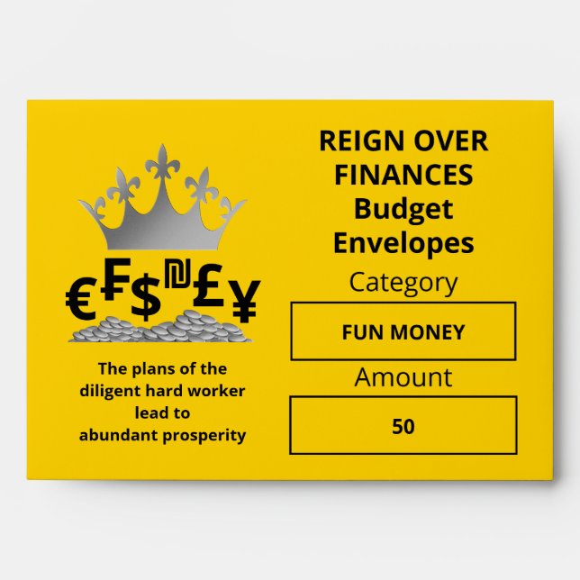 Custom YELLOW Christian Budget Wallet Cash Envelope (Front)