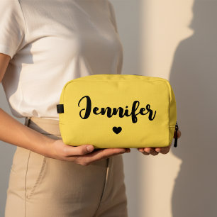 Custom Yellow Cosmetic Bag for Her, Mom or Girls