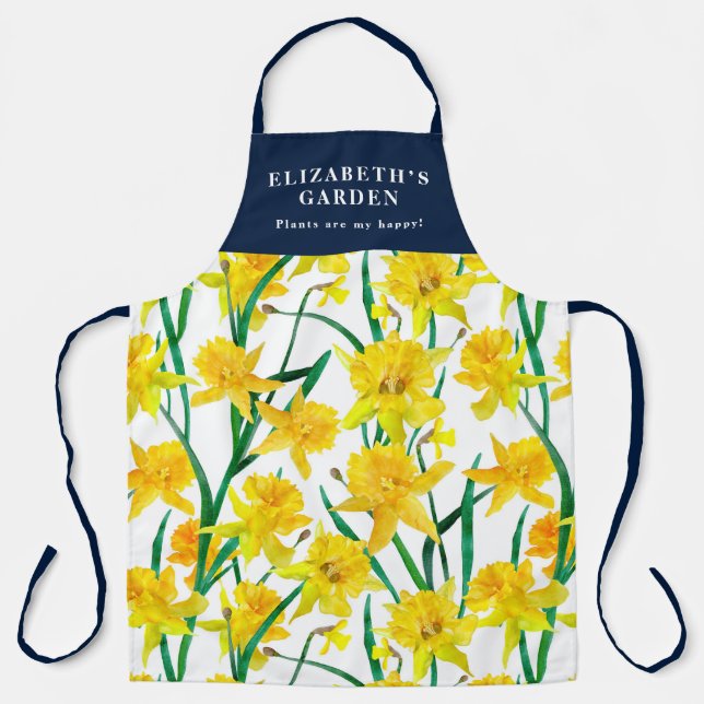 Custom Yellow Daffodil Pattern Apron (Front)