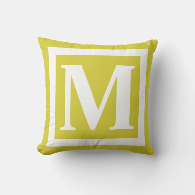 Custom Yellow Family Monogram Initial Letter Outdoor Pillow (Front)