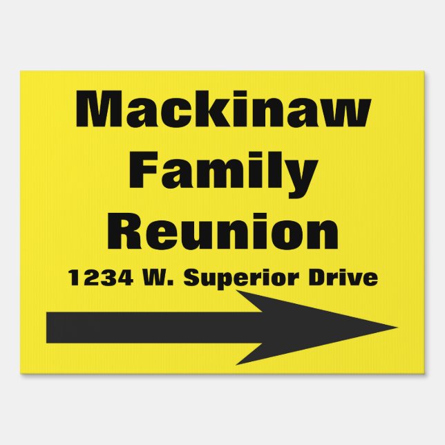 Custom Yellow Family Reunion Road Sign address (Front)