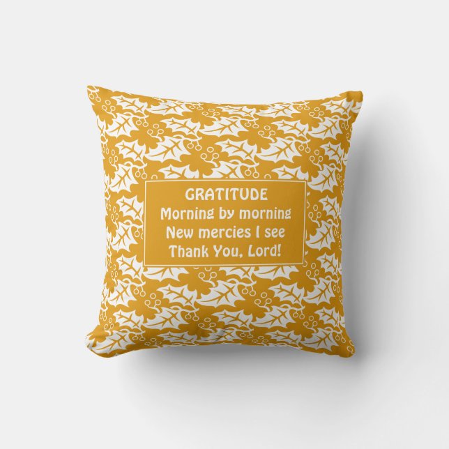 Custom Yellow GRATITUDE Throw Pillow (Front)