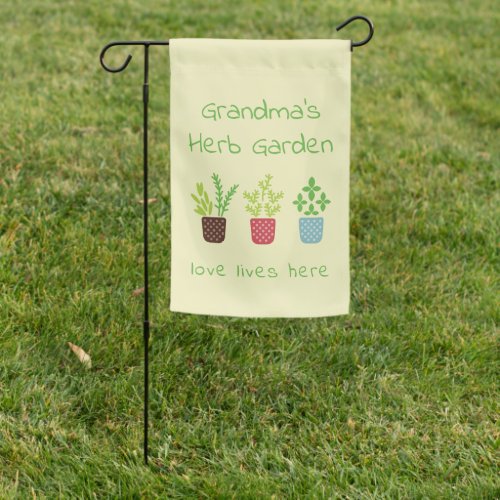 CustomYellow  GreenGrandmas Herb Garden Garden Flag