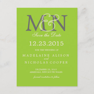 Custom yellow green modern wedding save the date