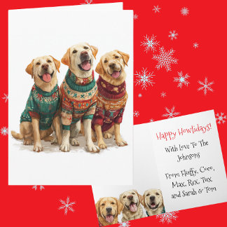 Custom Yellow Lab Christmas Ugly Sweater Holiday Card