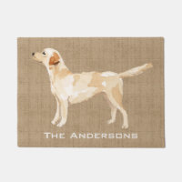Custom Yellow Lab Watercolor Silhouette Tan Burlap