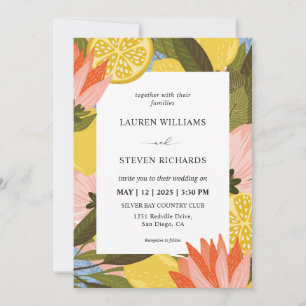 Custom Yellow Lemon blossom Fancy Wedding Invitation