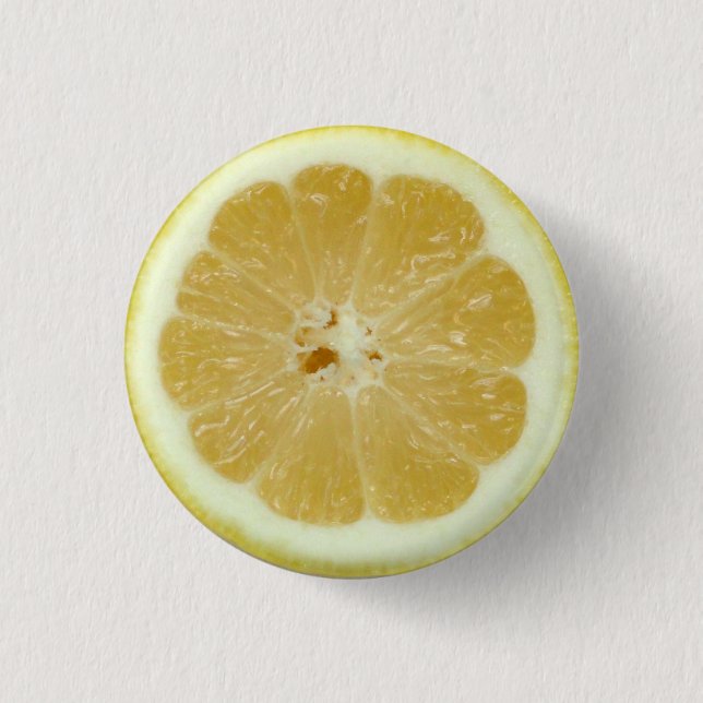 Custom Yellow Lemon Slice Macro Photo Button (Front)