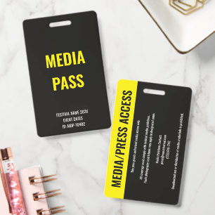 Custom Yellow Media Press Access Concert Festival Badge