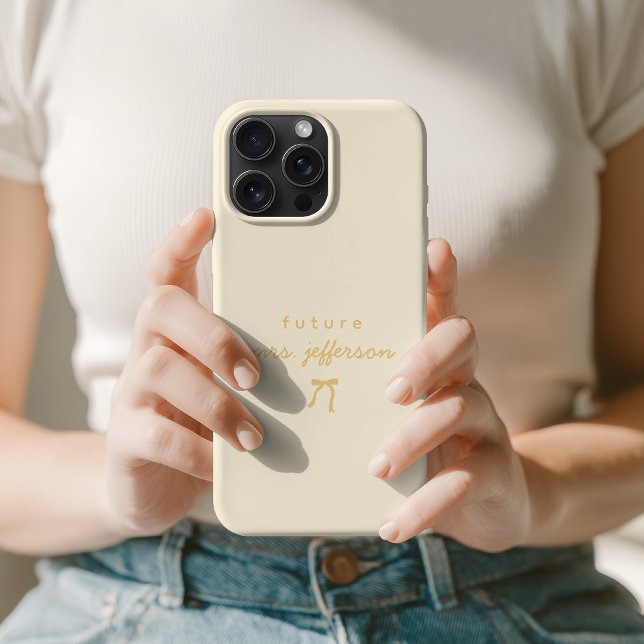 Custom Yellow Minimalist Future Mrs Bride To Be Case-Mate iPhone Case (Personalized Minimalist Future Mrs Bride To Be Phone Case | Custom Gift for Fiancée Future Mrs Case)