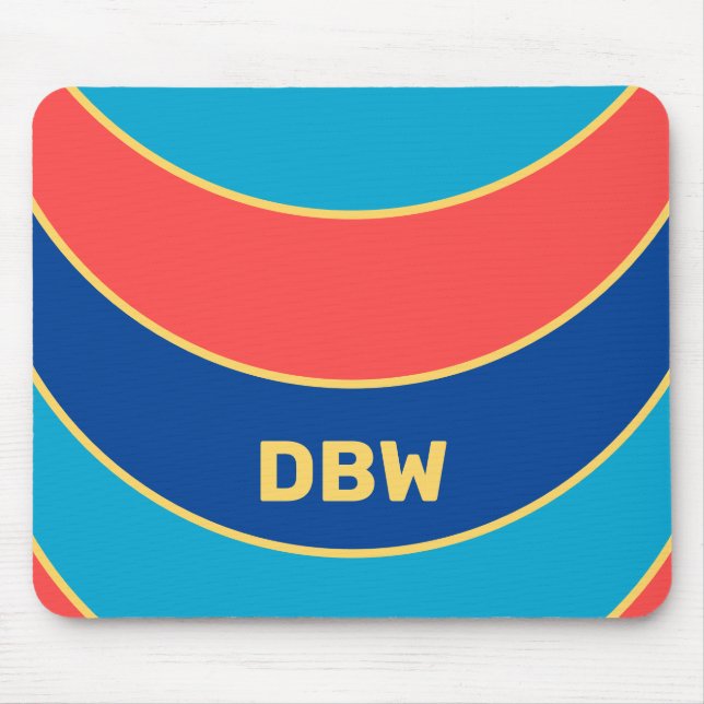 Custom Yellow Monogram on Colorful Mouse Pad (Front)