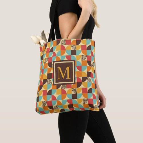 Custom Yellow Orange Blue Red Geometric Pattern Tote Bag